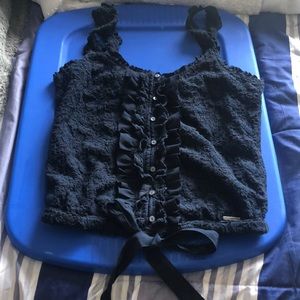 Abercrombie & Fitch navy ruffled top